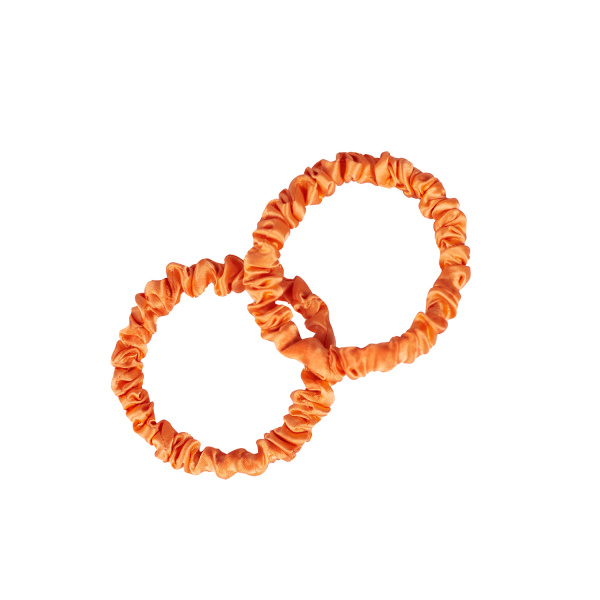 Levně Pilō Pilō | Silk Hair Ties - Pop of Orange hedvábná gumička do vlasů - velikost Slim, 2 ks v balení 2 ks