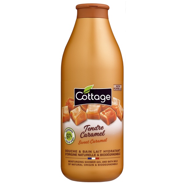 Cottage Moisturizing Shower Gel & Bath Milk - Sweet Caramel sprchový gel a mléko do koupele 97% přírodní 750 ml