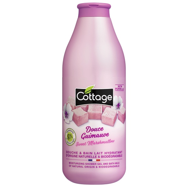 Cottage Moisturizing Shower Gel & Bath Milk - Sweet Marshmallow sprchový gel a mléko do koupele 97% přírodní 750 ml