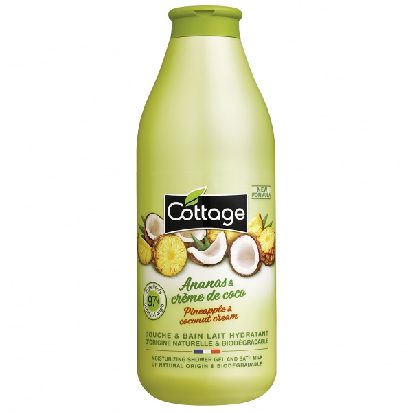 Cottage Moisturizing Shower Gel & Bath Milk - Pineapple & Coconut cream sprchový gel a mléko do koupele 97% přírodní 750 ml