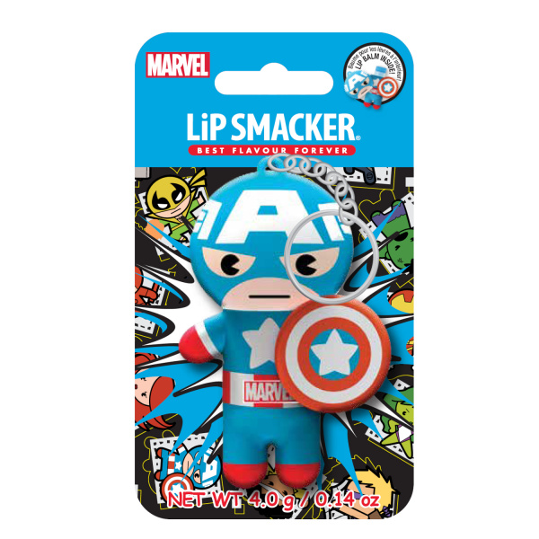 Lip Smacker Marvel Super Hero Lip Balm - Captain Americana balzám na rty a klíčenka 4 g